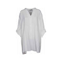 Gray gauze tunic for women with a button-up front, long sleeves, and a relaxed fit. Lightweight and breathable, perfect for casual wear, layering, and summer outfits.