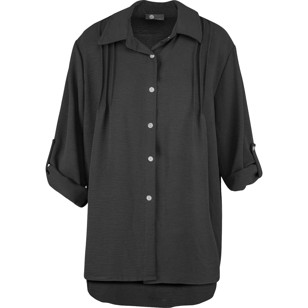 Button-Down Woven Shirt With Rollable Long Sleeves