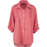 Button-Down Woven Shirt With Rollable Long Sleeves