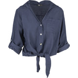 Woven Shirt With Self-Tie Detail And V-Neckline