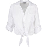 Woven Shirt With Self-Tie Detail And V-Neckline