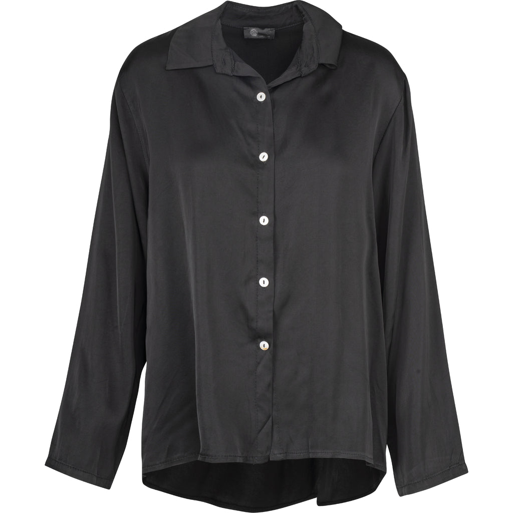 Button-Down Dress Shirt With Scooped Hi/Low Hemline