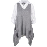 Knit/Woven Shirt/Vest Combo With Pockets