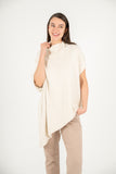 Oversized Double-Knit Open Turtle-Neck Poncho