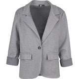 Single-Breasted Knit Blazer Jacket With Flap Pockets