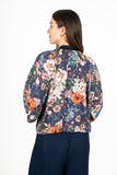 Printed Bomber Jacket With Gathered Collar Detailing