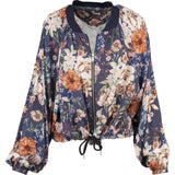 Printed Bomber Jacket With Gathered Collar Detailing