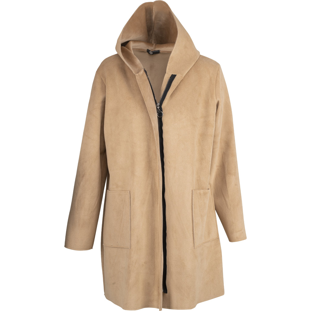 Double-Spacer Fleece Coat With Front Zipper And Hood