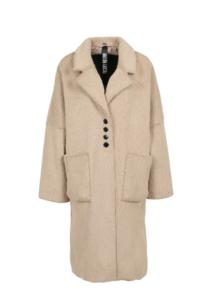 Freaky Nation – Women's Faux Fur Coat – Beige