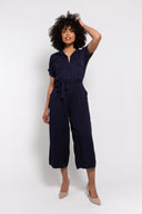 M Made in italy — Women's Woven Short Sleeve Jumpsuit