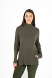 Turtle-Neck Knit Sweater With Pointelle Detailing