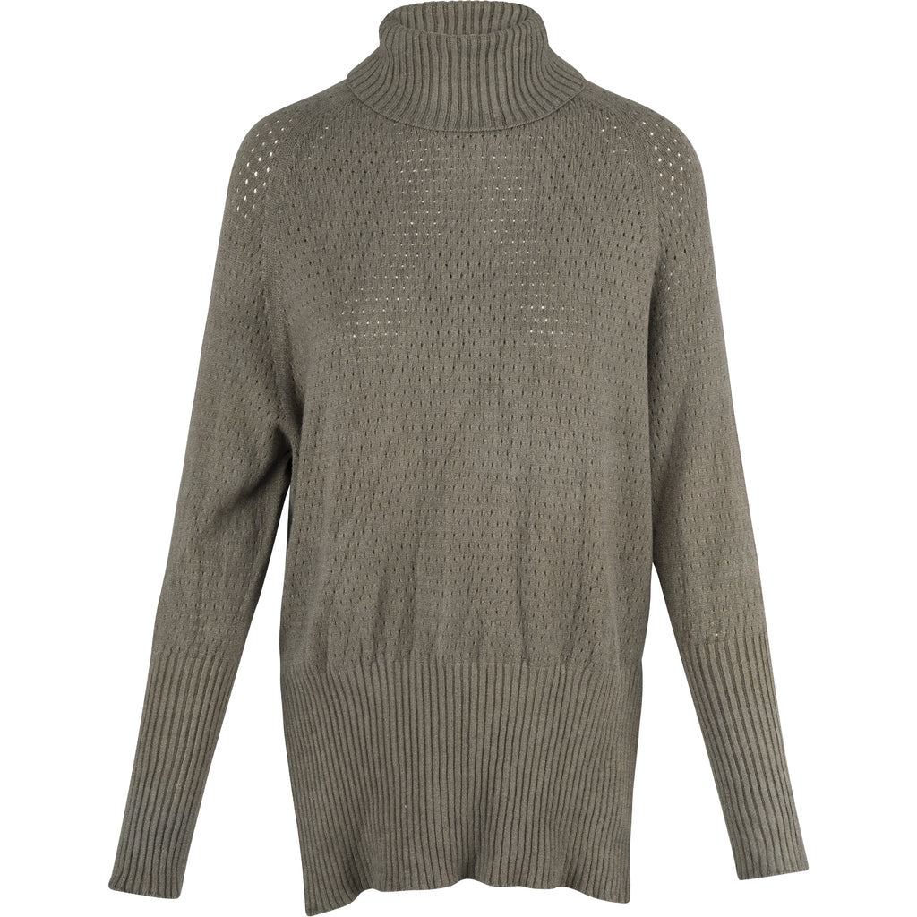 Turtle-Neck Knit Sweater With Pointelle Detailing