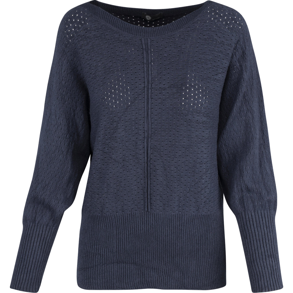 Boat-Neck Knit Sweater With Pointelle Detailing