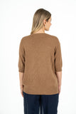 Crew-Neck Textured Sweater With Elbow Length Sleeves