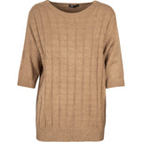 Crew-Neck Textured Sweater With Elbow Length Sleeves