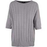 Crew-Neck Textured Sweater With Elbow Length Sleeves