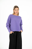 Oversized Double-Knit Boat-Neck Sweater With Bat-Sleeves