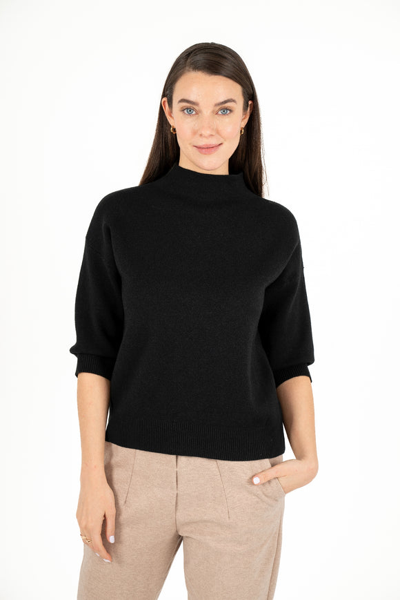 Double-Knit Sweater With Mocc-Neck And Dropped Shoulder