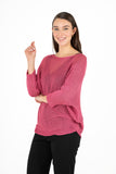 Knit Boat-Neck Sweater With 3/4 Length Sleeves