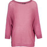 Knit Boat-Neck Sweater With 3/4 Length Sleeves