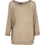 Knit Boat-Neck Sweater With 3/4 Length Sleeves