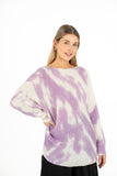 Printed Boat-Neck Tunic Length Sweater With Dropped Shoulder