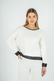 Knit Boat-Neck Sweater With Color-Blocked Hem Detailing