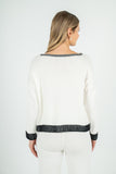 Knit Boat-Neck Sweater With Color-Blocked Hem Detailing