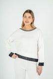 Knit Boat-Neck Sweater With Color-Blocked Hem Detailing