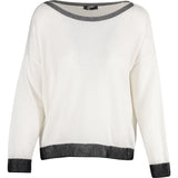 Knit Boat-Neck Sweater With Color-Blocked Hem Detailing