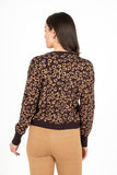 Leopardo Jacquard Crew-Neck Sweater With Long Sleeves