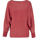 Knit Boat-Neck Long Sleeve Sweater With Bat-Sleeves