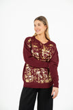 Crew-Neck Sweater With Set-In Long Sleeves And Gold Foil Detailing