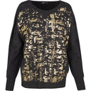 Crew-Neck Sweater With Set-In Long Sleeves And Gold Foil Detailing