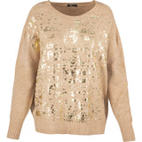 Crew-Neck Sweater With Set-In Long Sleeves And Gold Foil Detailing