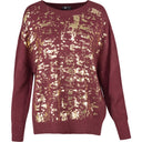 Crew-Neck Sweater With Set-In Long Sleeves And Gold Foil Detailing