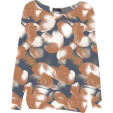 Long Bat-Sleeve Printed Boat-Neck Sweater