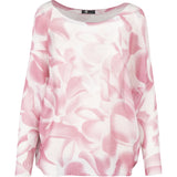 Long Bat-Sleeve Printed Boat-Neck Sweater