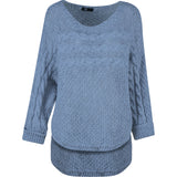 Knit Boat-Neck Sweater With Curved Hi/Low Hemline