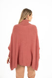 Turtle-Neck Tunic Length Sweater With Long Bat-Sleeves