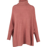 Turtle-Neck Tunic Length Sweater With Long Bat-Sleeves