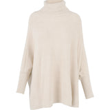 Turtle-Neck Tunic Length Sweater With Long Bat-Sleeves