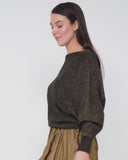 Knit Boat-Neck Long Sleeve Sweater With Bat-Sleeves